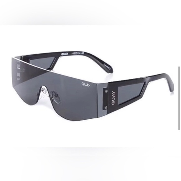 Quay Australia Unisex black New Wave 45mm Shield Polarized Sunglasses & case new main image 5